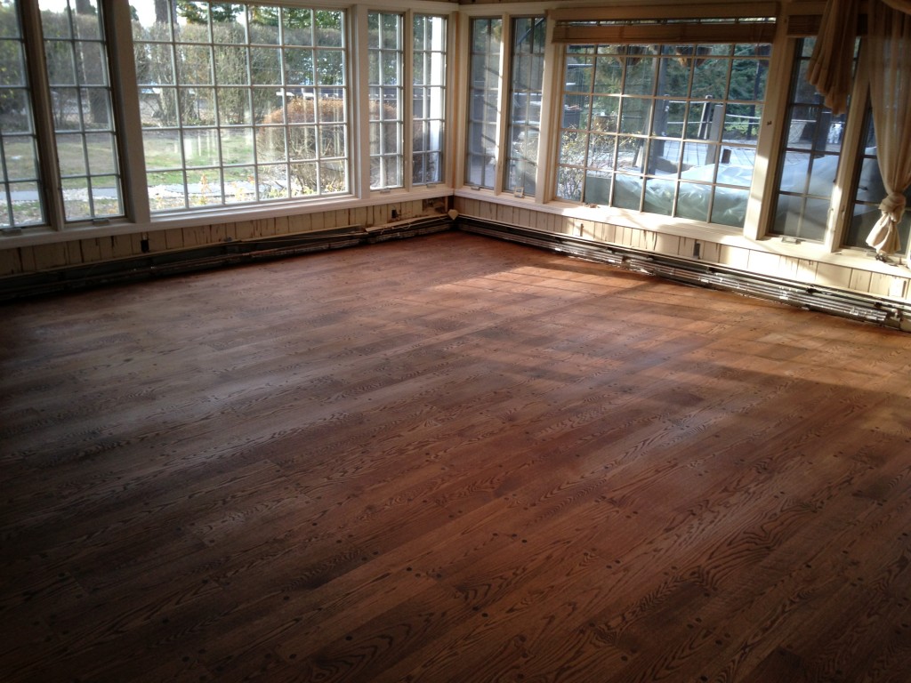Floor finished with one coat of DuraSeal Provincial Stain